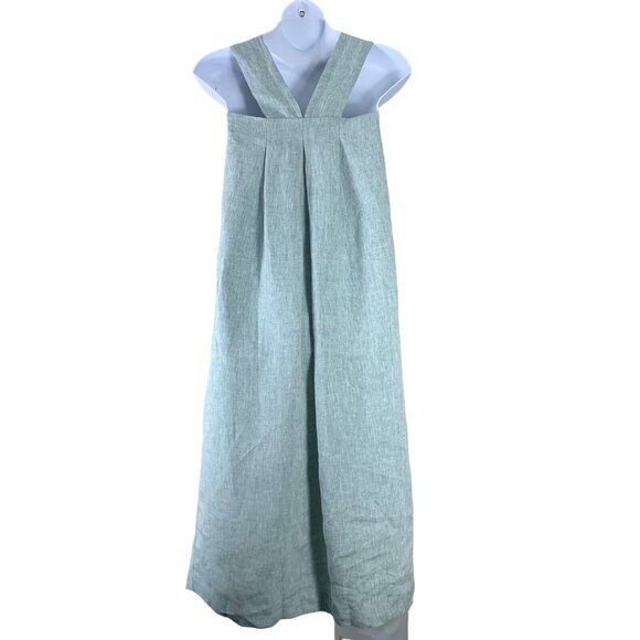 Man in the Studio Dress Size Small 100% Linen Heathered Blue Sleeveless Pockets - Picture 3 of 5